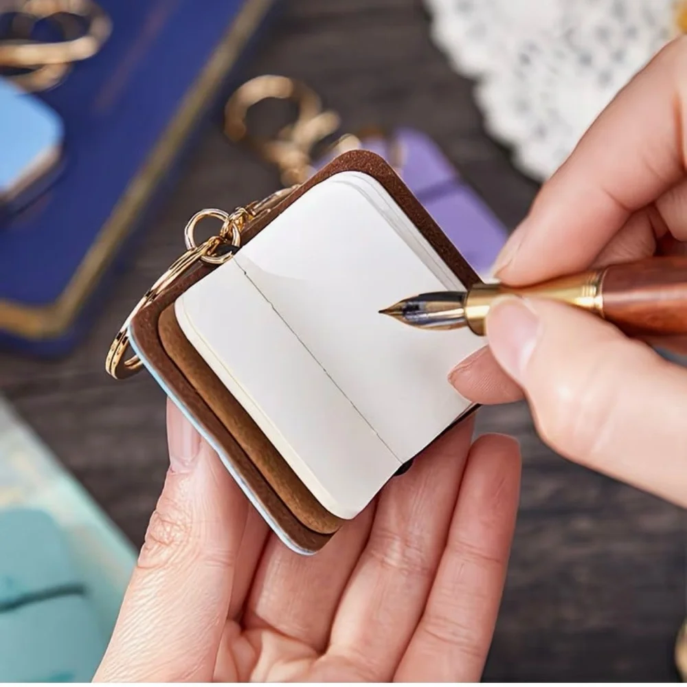 Kawaii Mini Travel Journal Notebook Keychain in Beautiful Teal